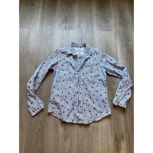 Frank and Eileen Modal Heart Print Stripes Shirt, Button Up, Women's size small - Picture 1 of 8